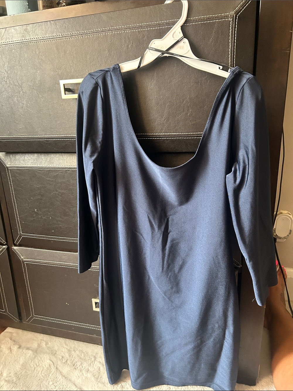 Forever 21 Navy Long-Sleeve Scoop Back Dress